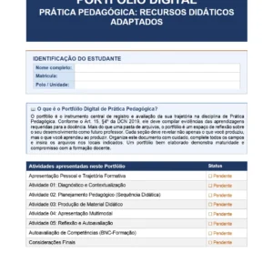 Portfólio Digital Prática Pedagógica: Recursos Didáticos Adaptados