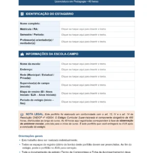 Estágio de Observação: A escola como território do educar e do aprender - Pedagogia